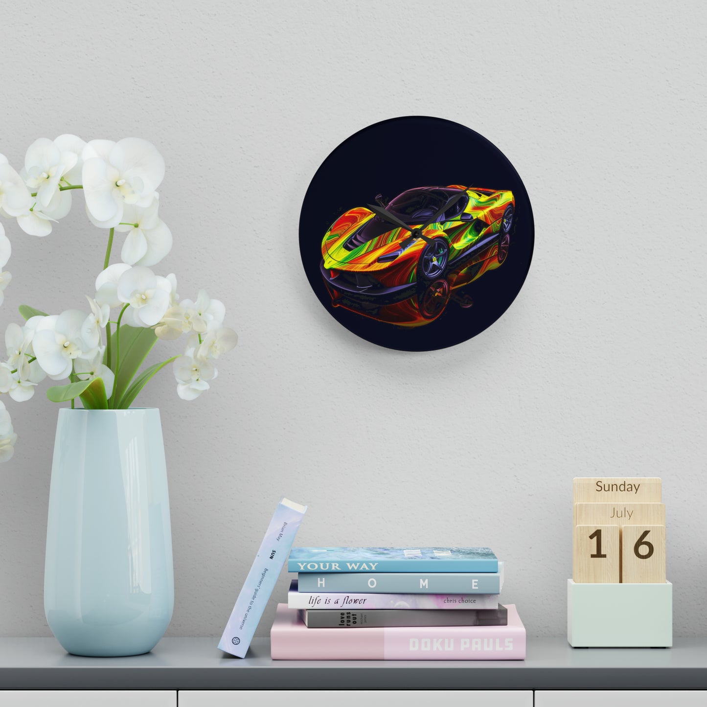 Acrylic Wall Clock Ferrari Neon 4