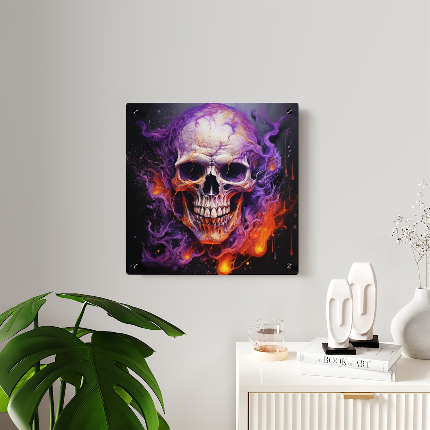 Acrylic Wall Art Panels Skull Flames 2