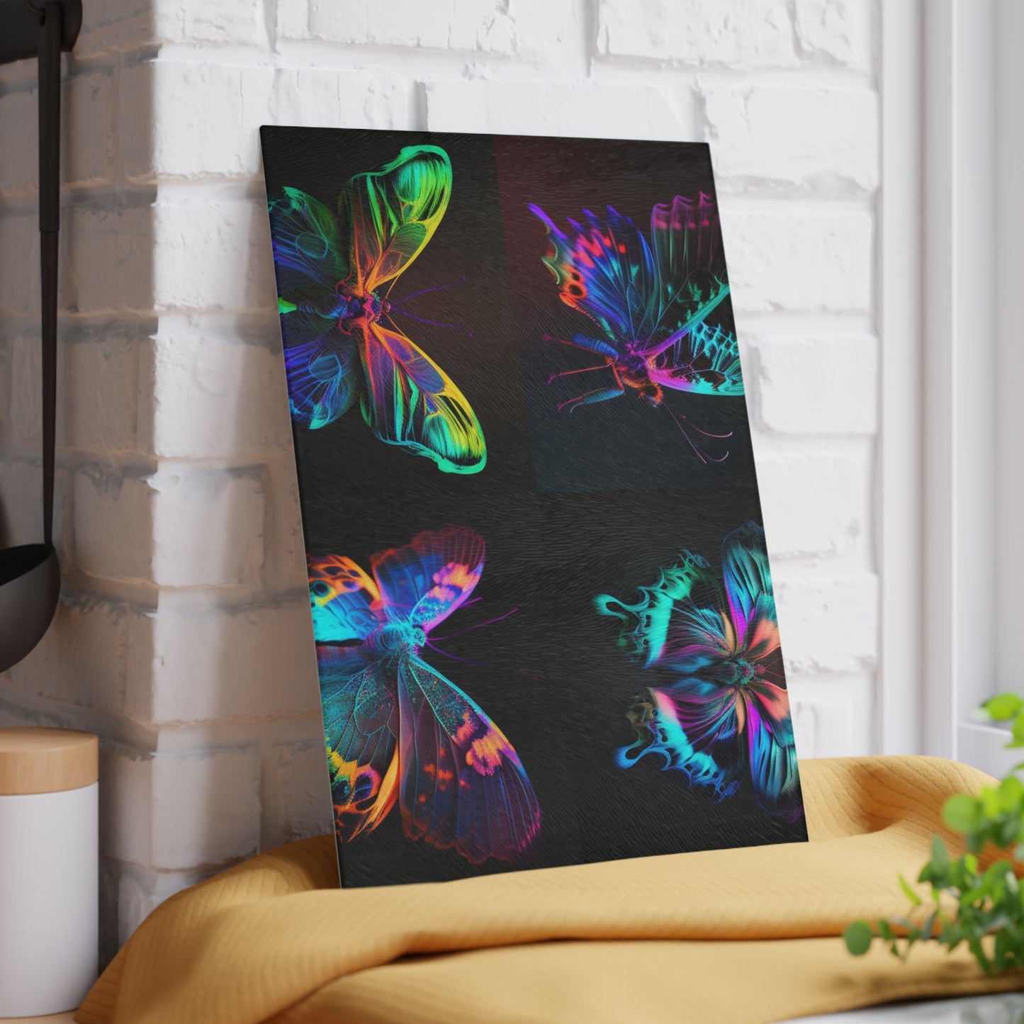 Glass Cutting Board Raw Hyper Color Butterfly 5