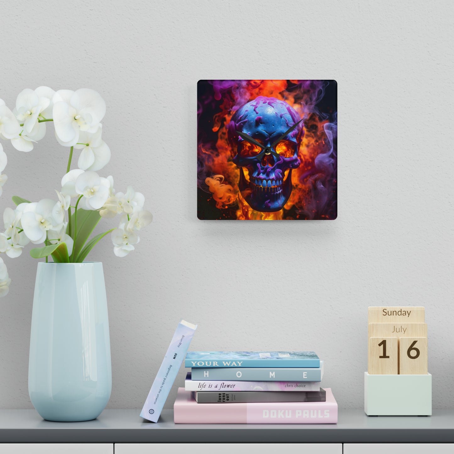 Acrylic Wall Clock Macro Skull 3