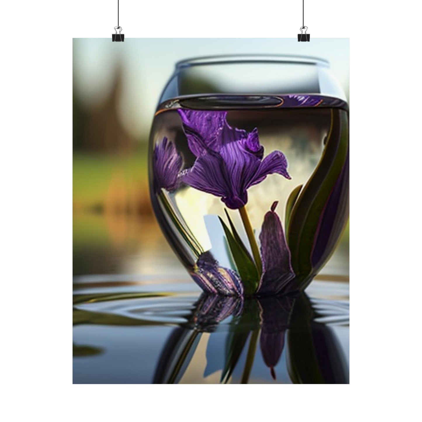 Premium Matte Vertical Posters Purple Iris in a vase 3