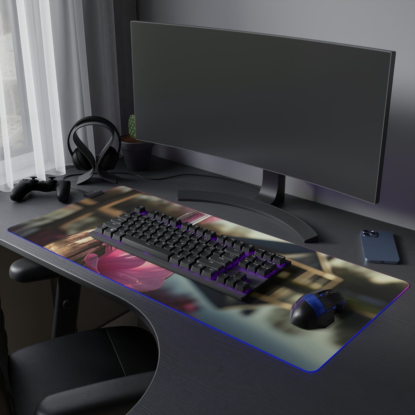 LED Gaming Mouse Pad Magnolia in a Glass vase 2