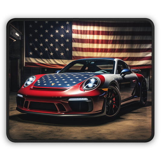 Gaming Mouse Pad  American Flag Background Porsche 1