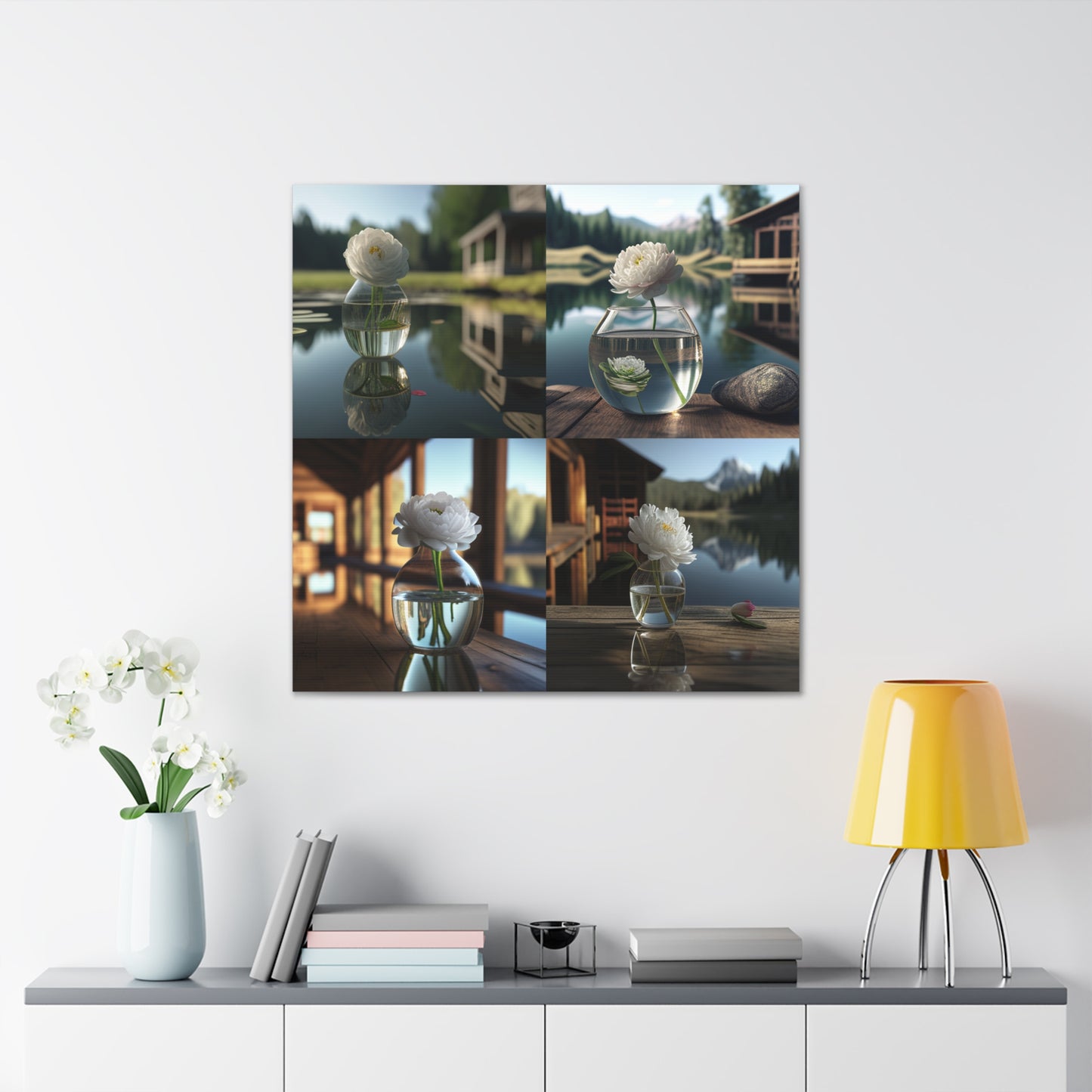 Canvas Gallery Wraps White Peony glass vase 5