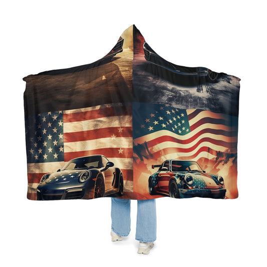 Snuggle Hooded Blanket Abstract American Flag Background Porsche 5