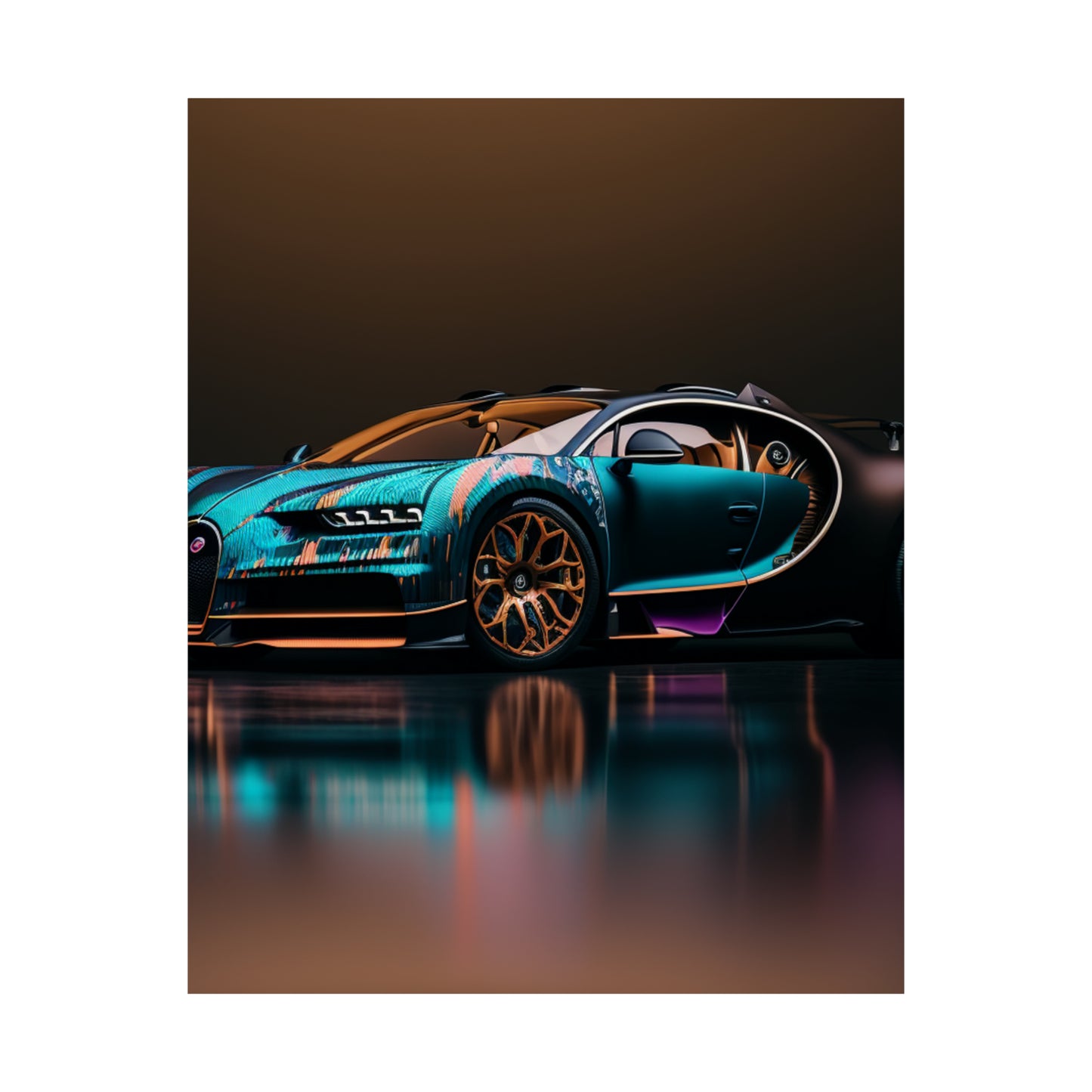 Premium Matte Vertical Posters Bugatti Blue 2