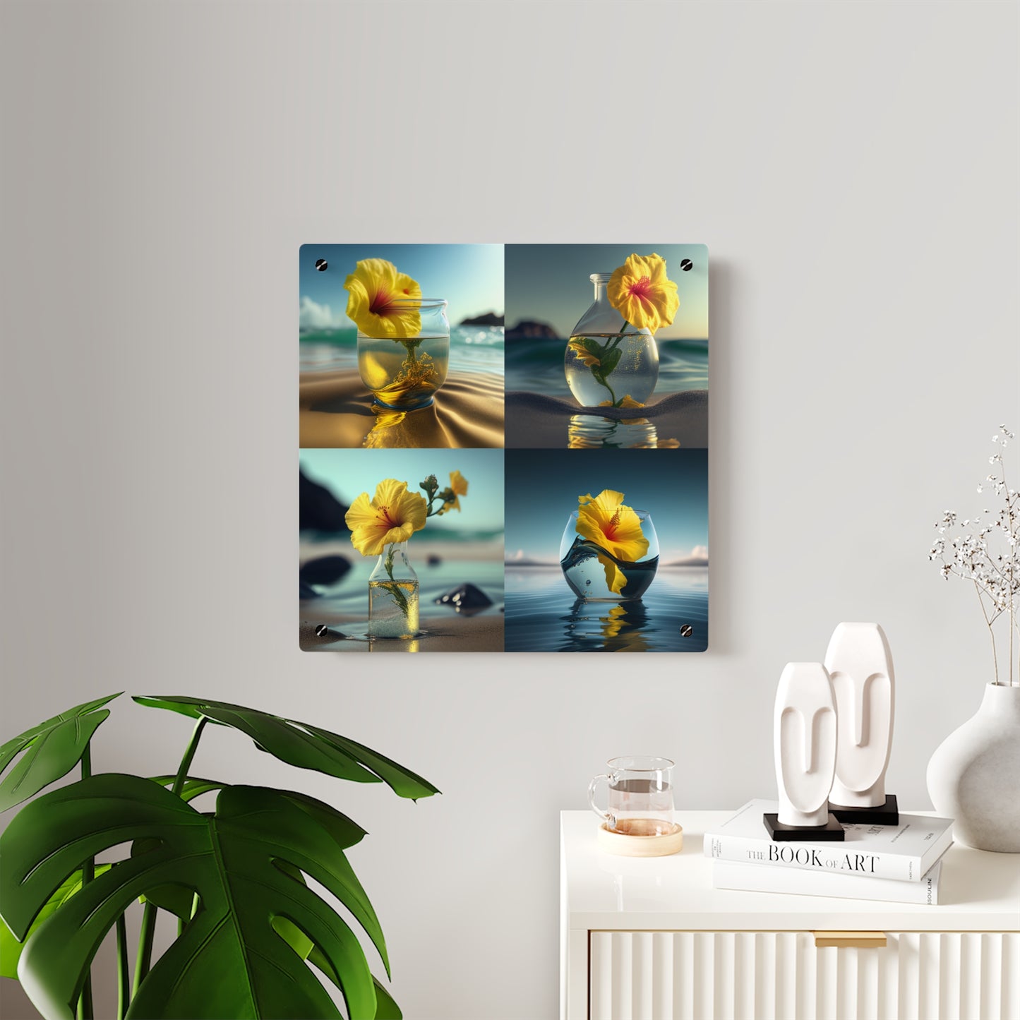 Acrylic Wall Art Panels Yellow Hibiscus glass 5