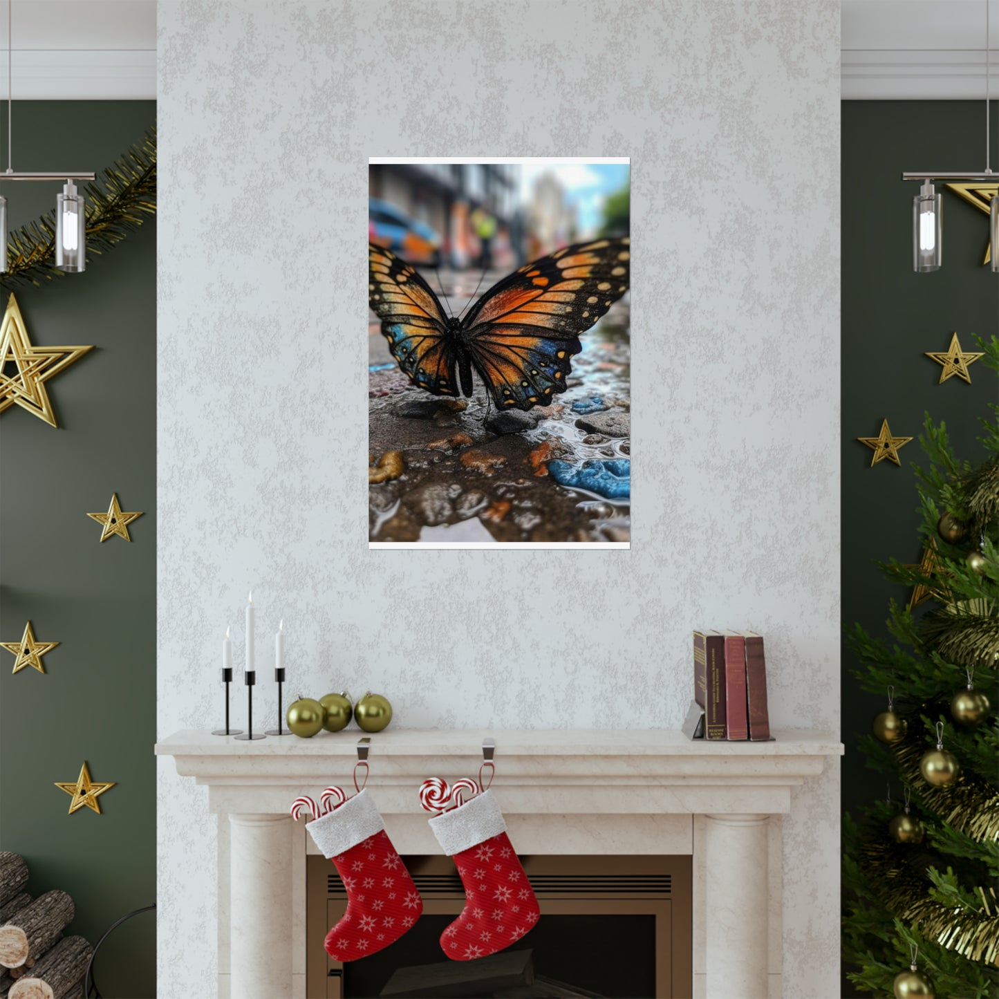 Premium Matte Vertical Posters Water Butterfly Street 4