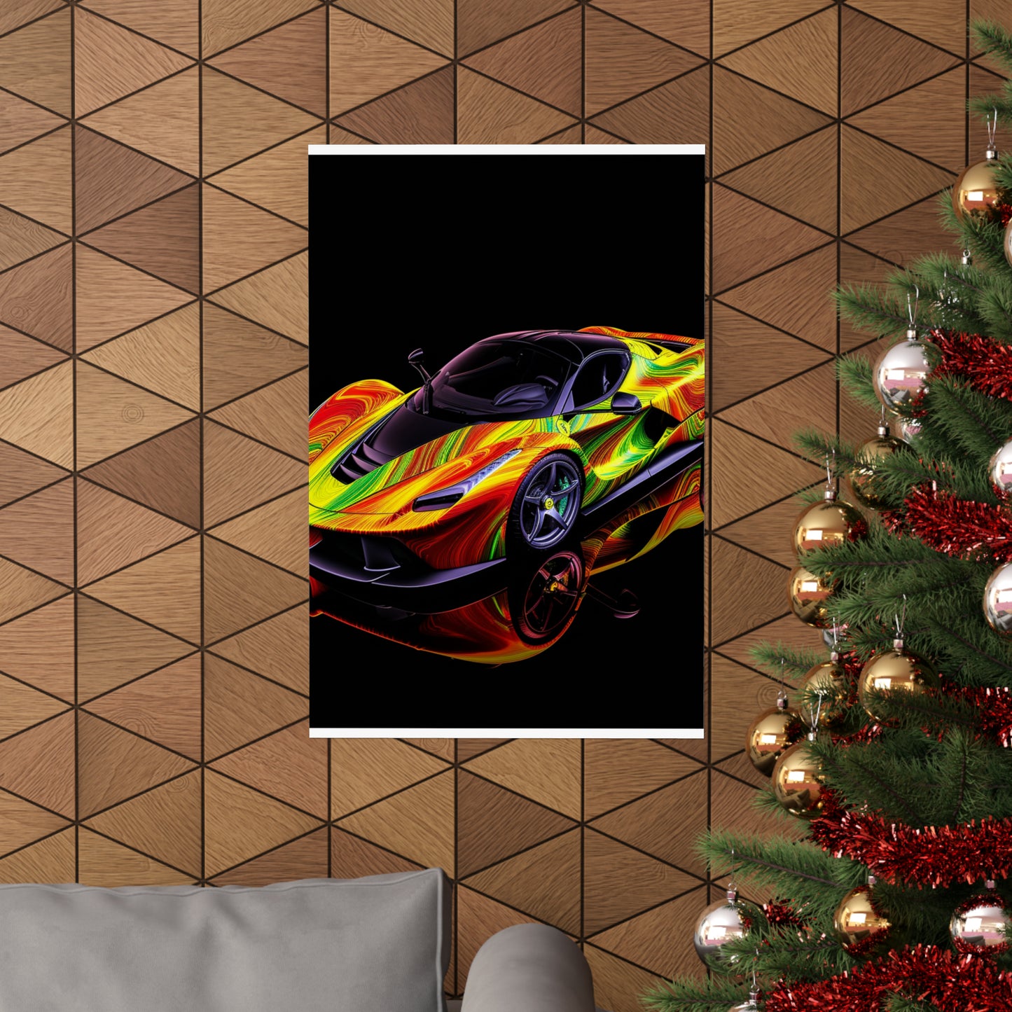 Premium Matte Vertical Posters Ferrari Neon 4