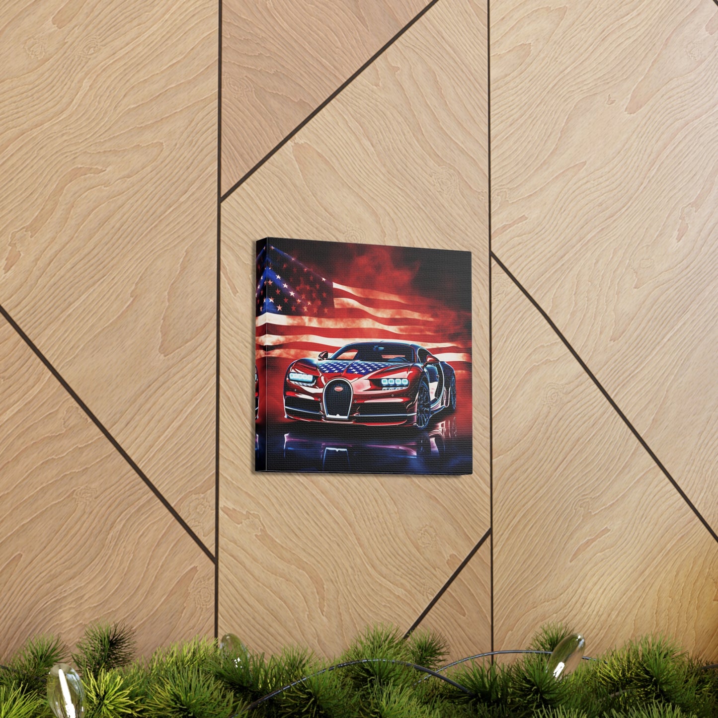 Canvas Gallery Wraps Abstract American Flag Background Bugatti 3