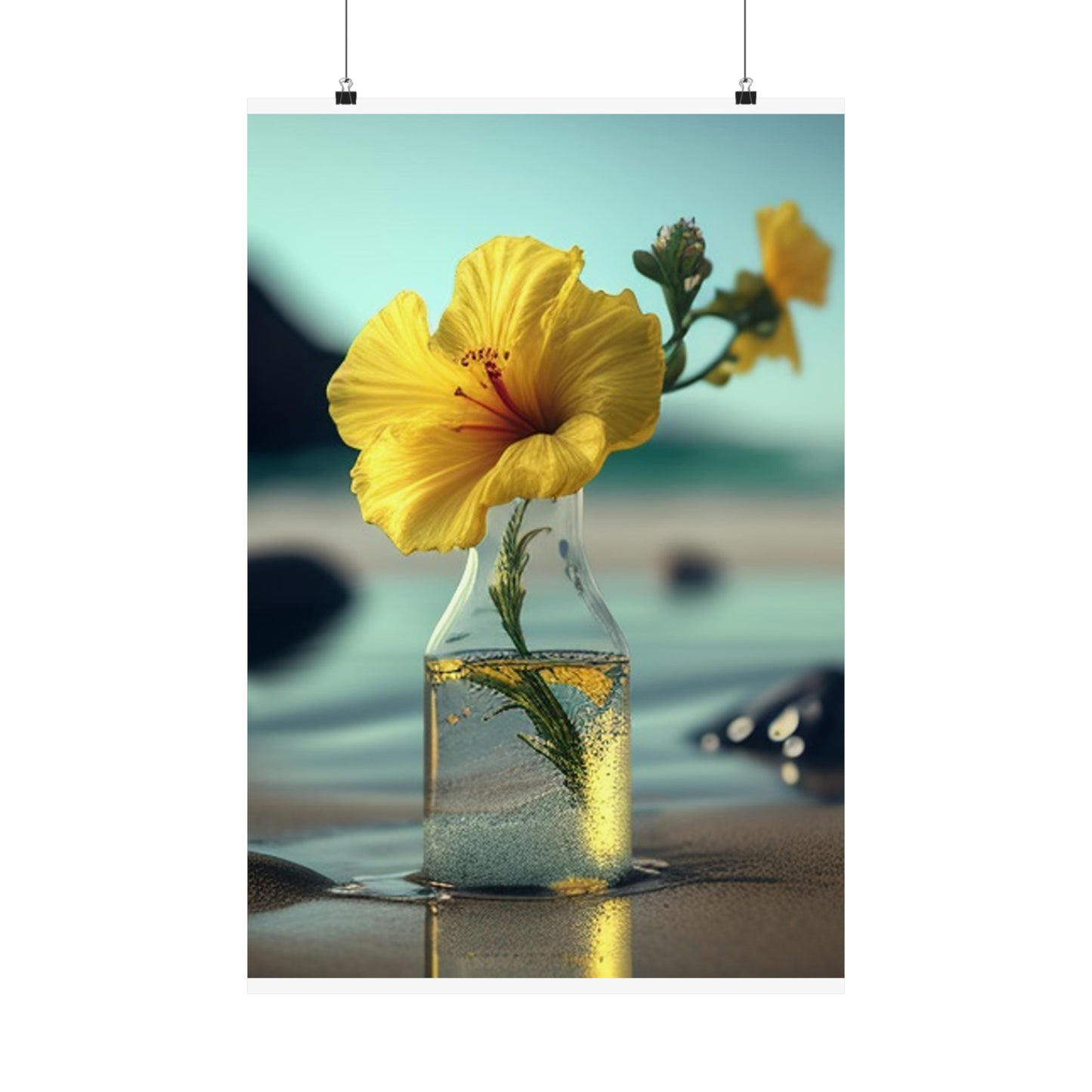 Premium Matte Vertical Posters Yellow Hibiscus glass 3