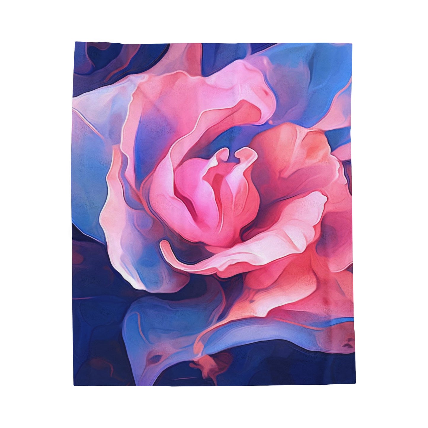 Velveteen Plush Blanket Pink & Blue Tulip Rose 1