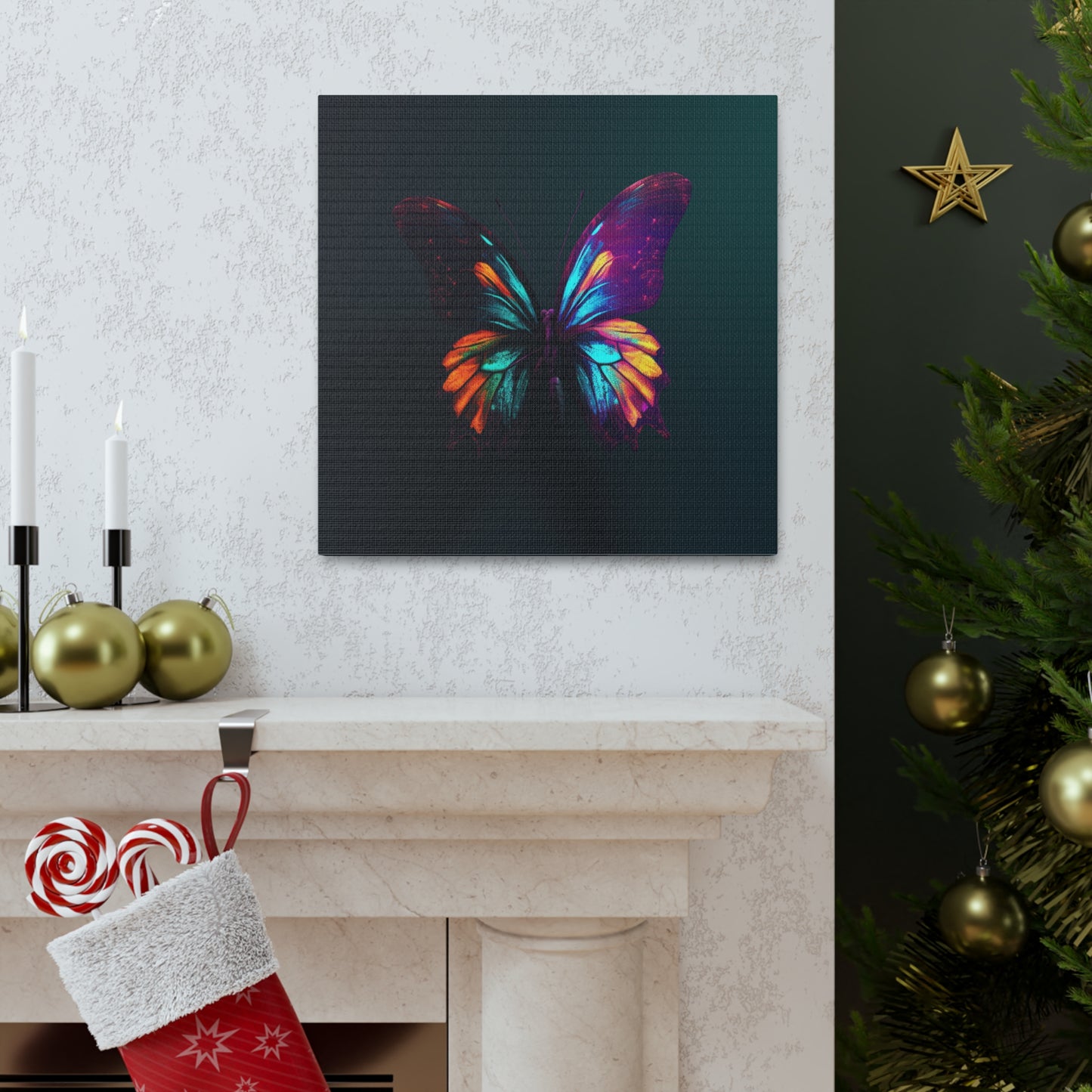 Canvas Gallery Wraps Hyper Colorful Butterfly Macro 4