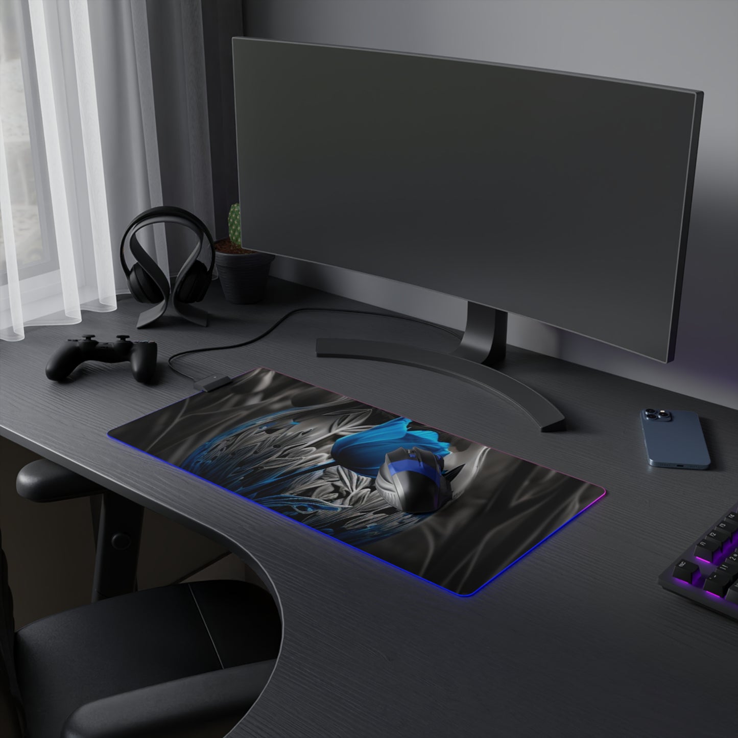 LED Gaming Mouse Pad Tulip Blue 1