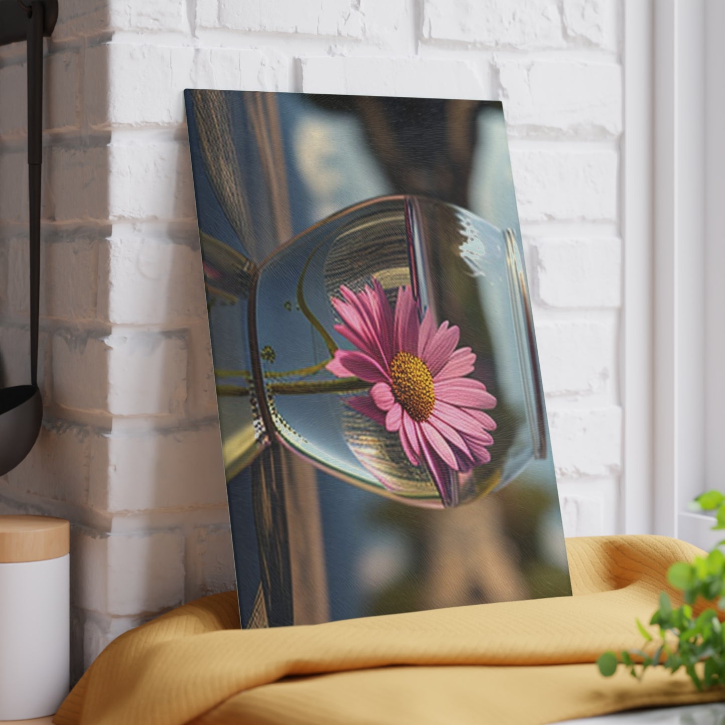 Glass Cutting Board Pink Daisy 3