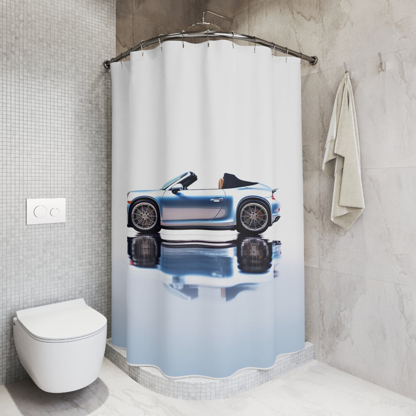 Polyester Shower Curtain 911 Speedster on water 1