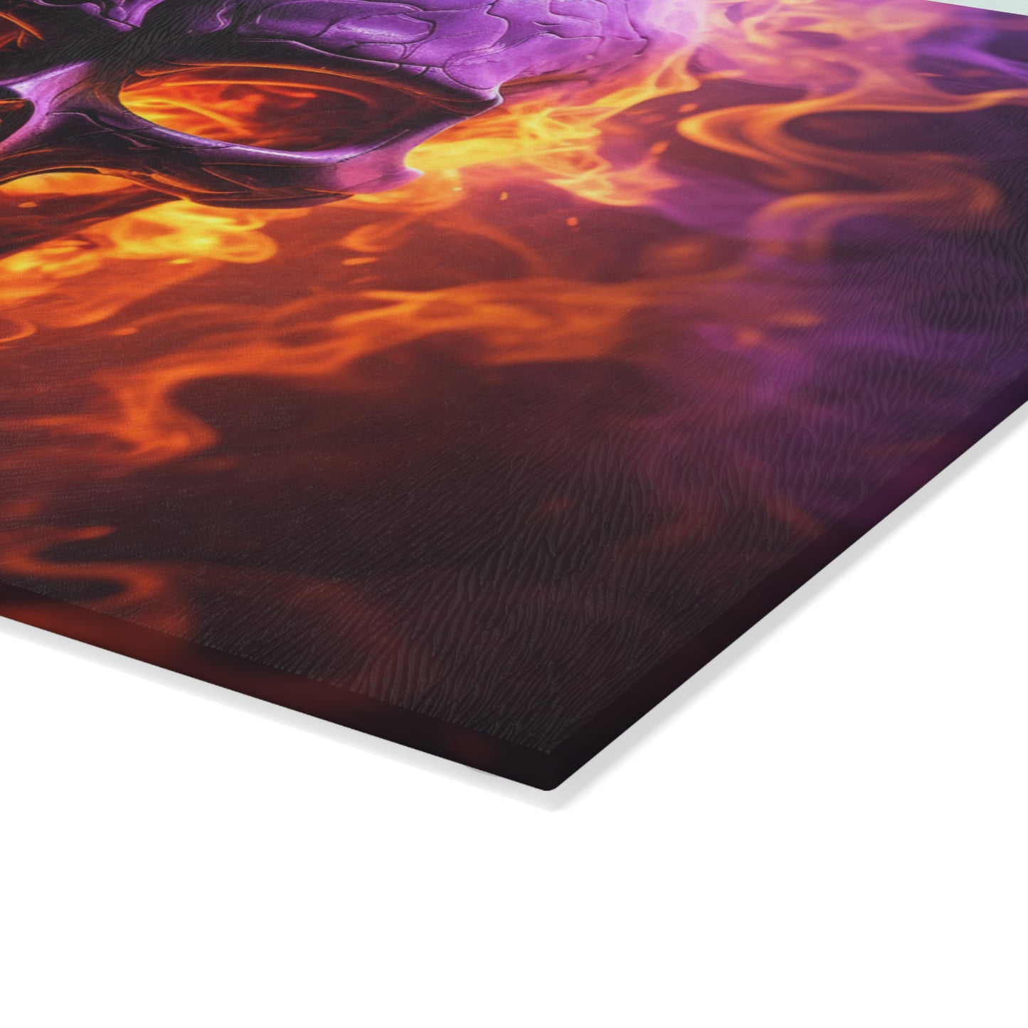 Glass Cutting Board Skull Flames 3
