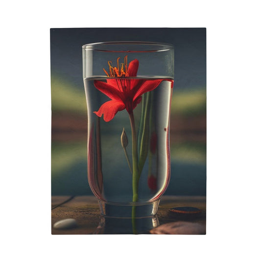 Velveteen Plush Blanket Red Lily in a Glass vase 1