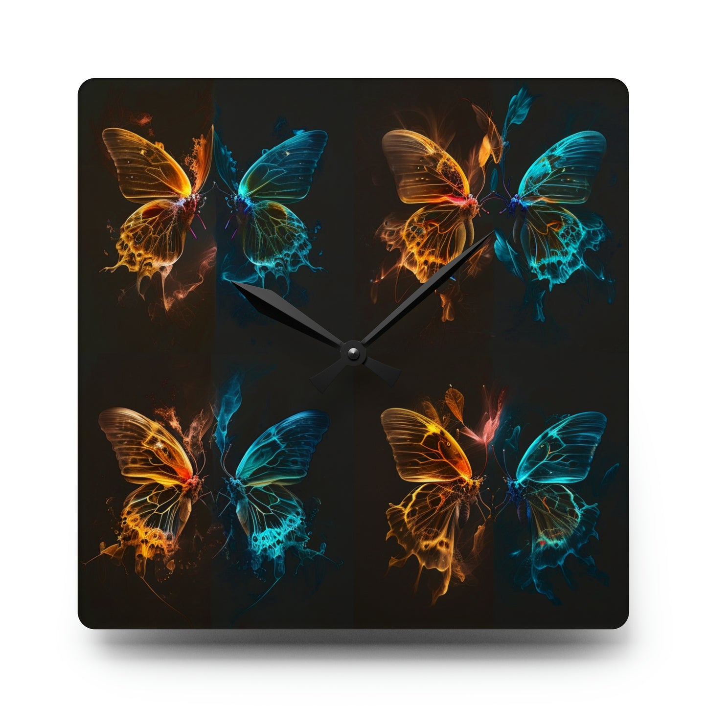 Acrylic Wall Clock Kiss Neon Butterfly 5