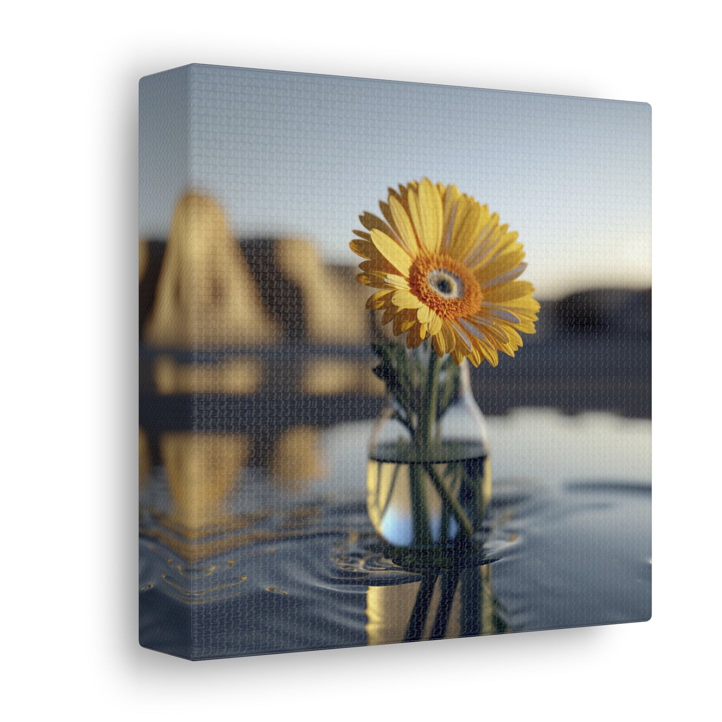 Canvas Gallery Wraps yello Gerbera glass 4