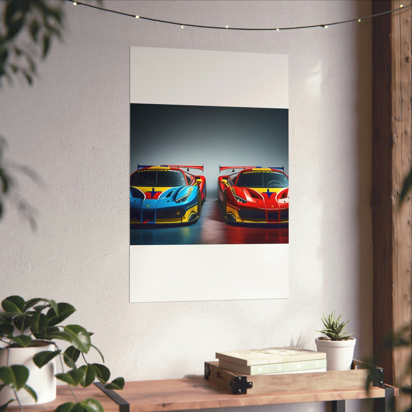 Premium Matte Vertical Posters Ferrari Red Blue 2