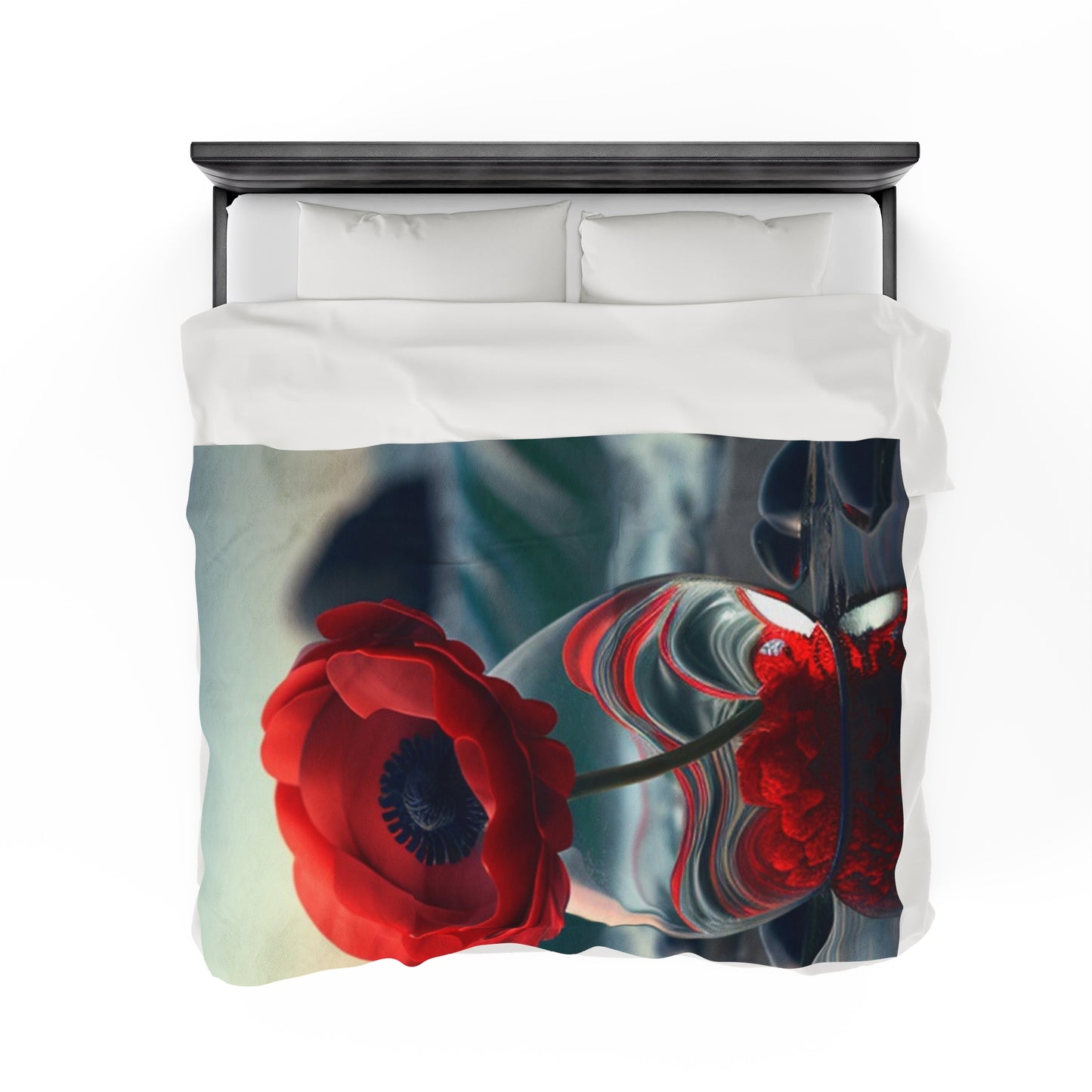 Velveteen Plush Blanket Red Anemone in a Vase 1