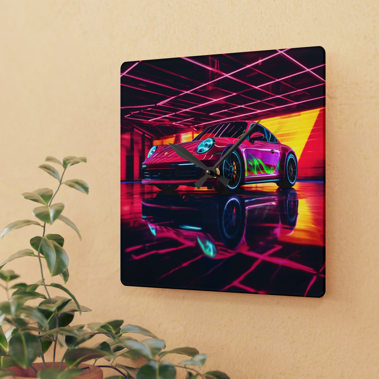 Acrylic Wall Clock Macro Porsche 3