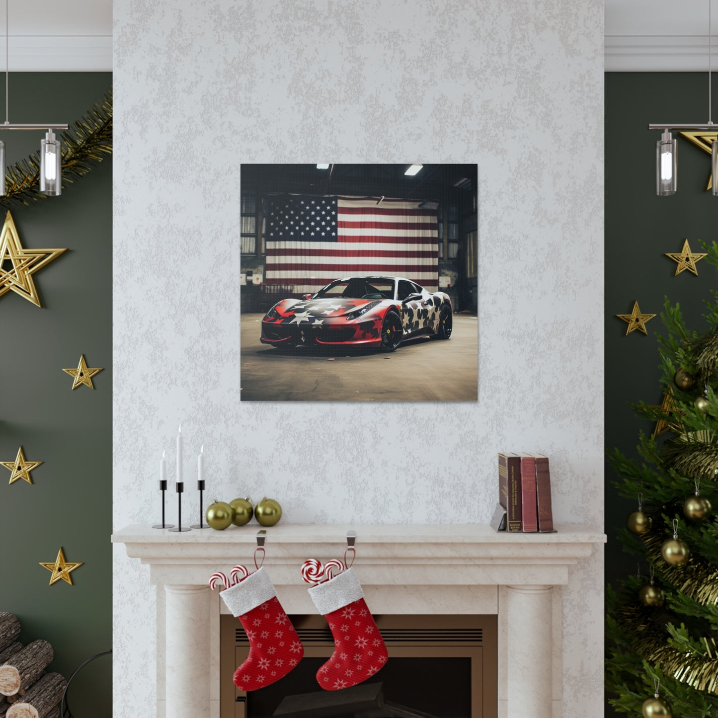 Canvas Gallery Wraps American Flag Farrari 1