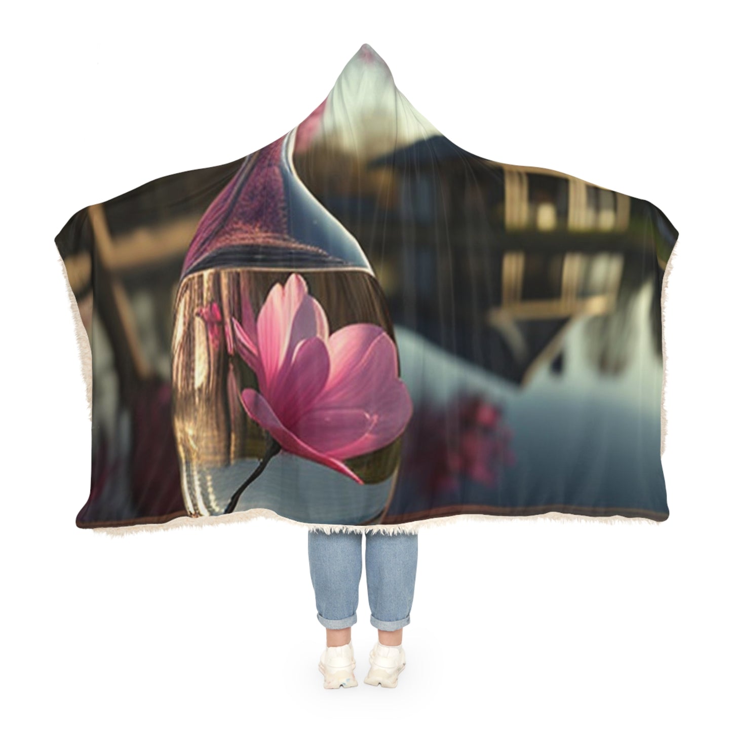 Snuggle Hooded Blanket Magnolia in a Glass vase 2