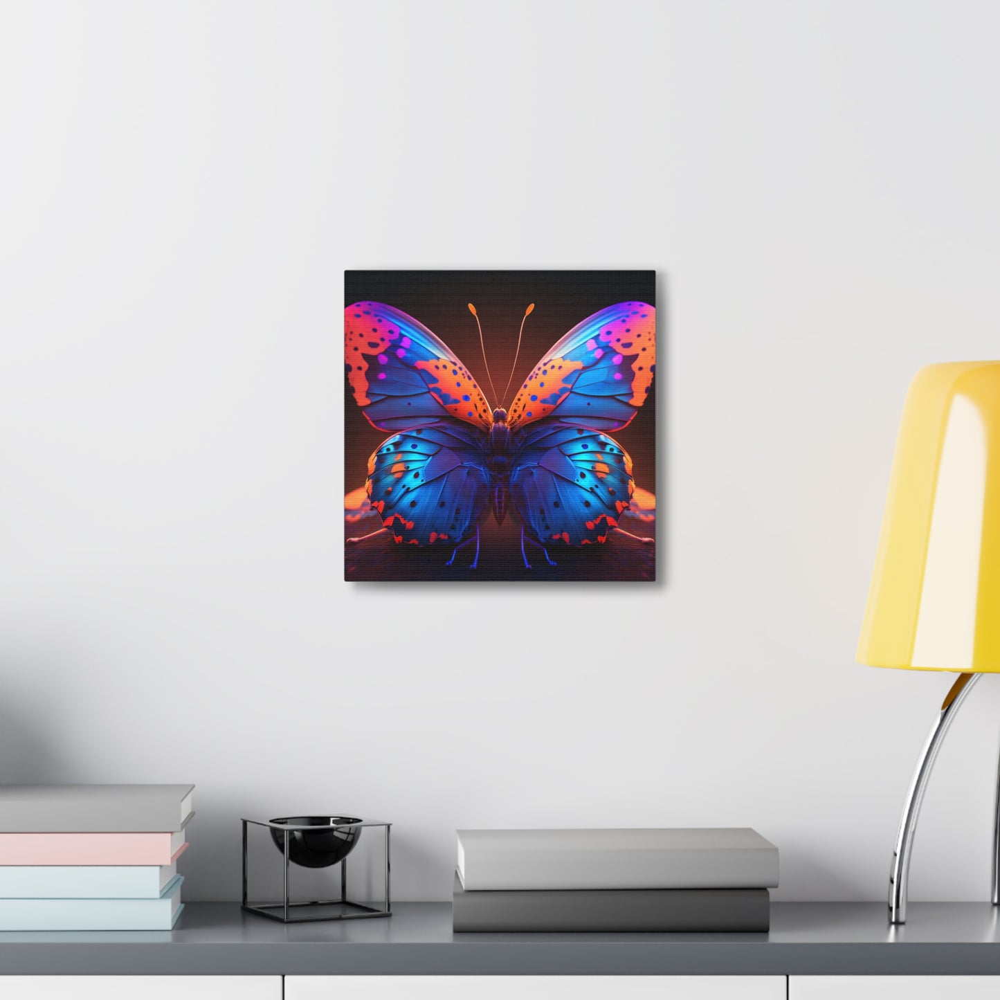 Canvas Gallery Wraps Neon Butterfly Macro 3