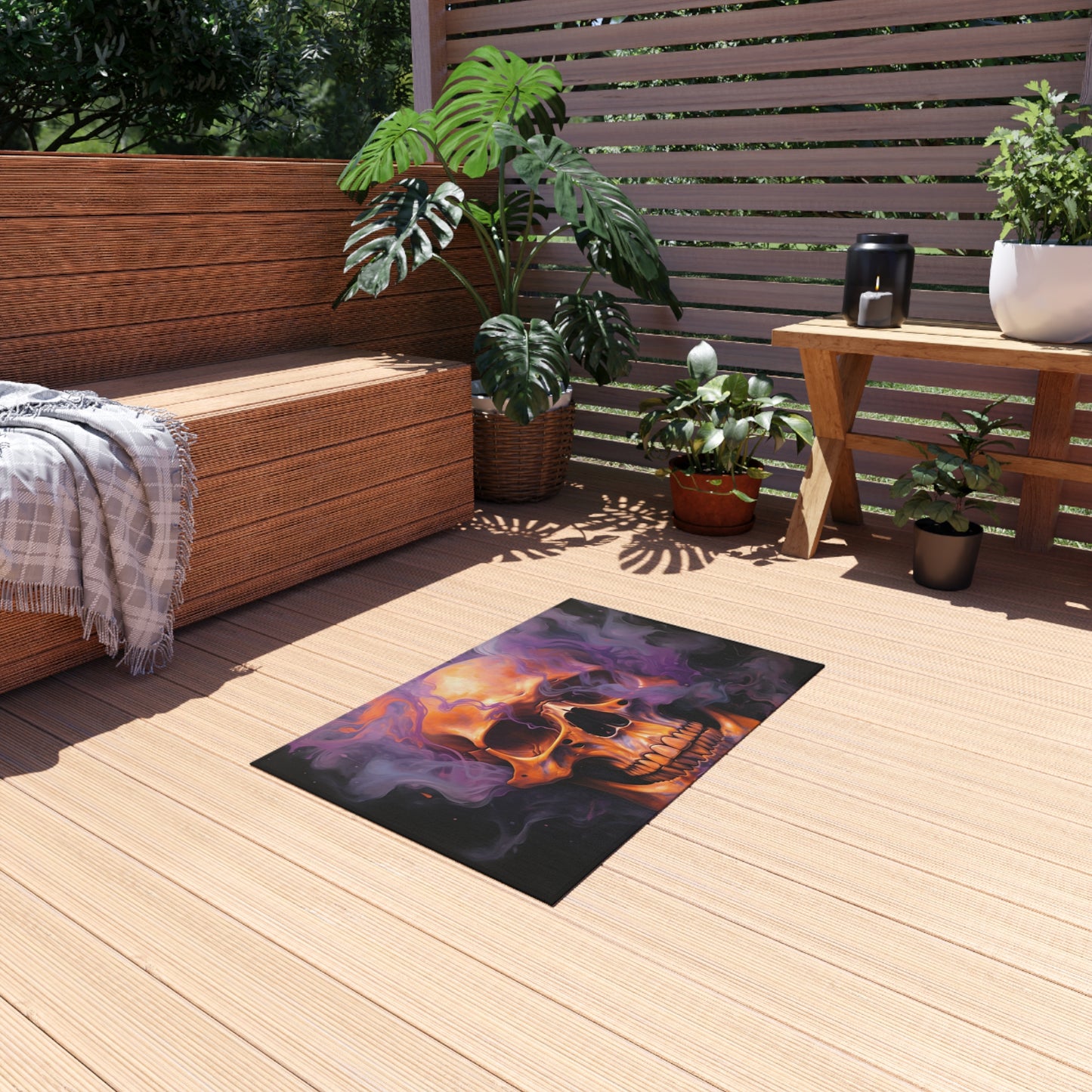 Outdoor Rug  Skull Flames 4