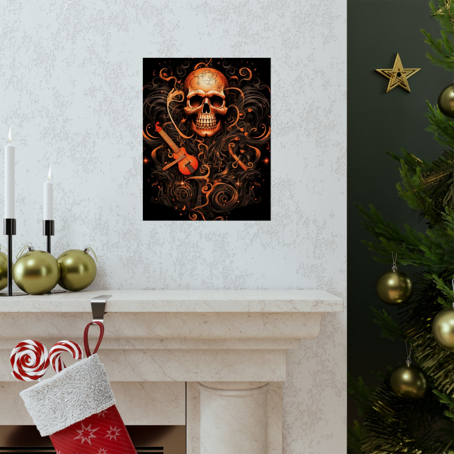 Premium Matte Vertical Posters Skull Treble Clef 4