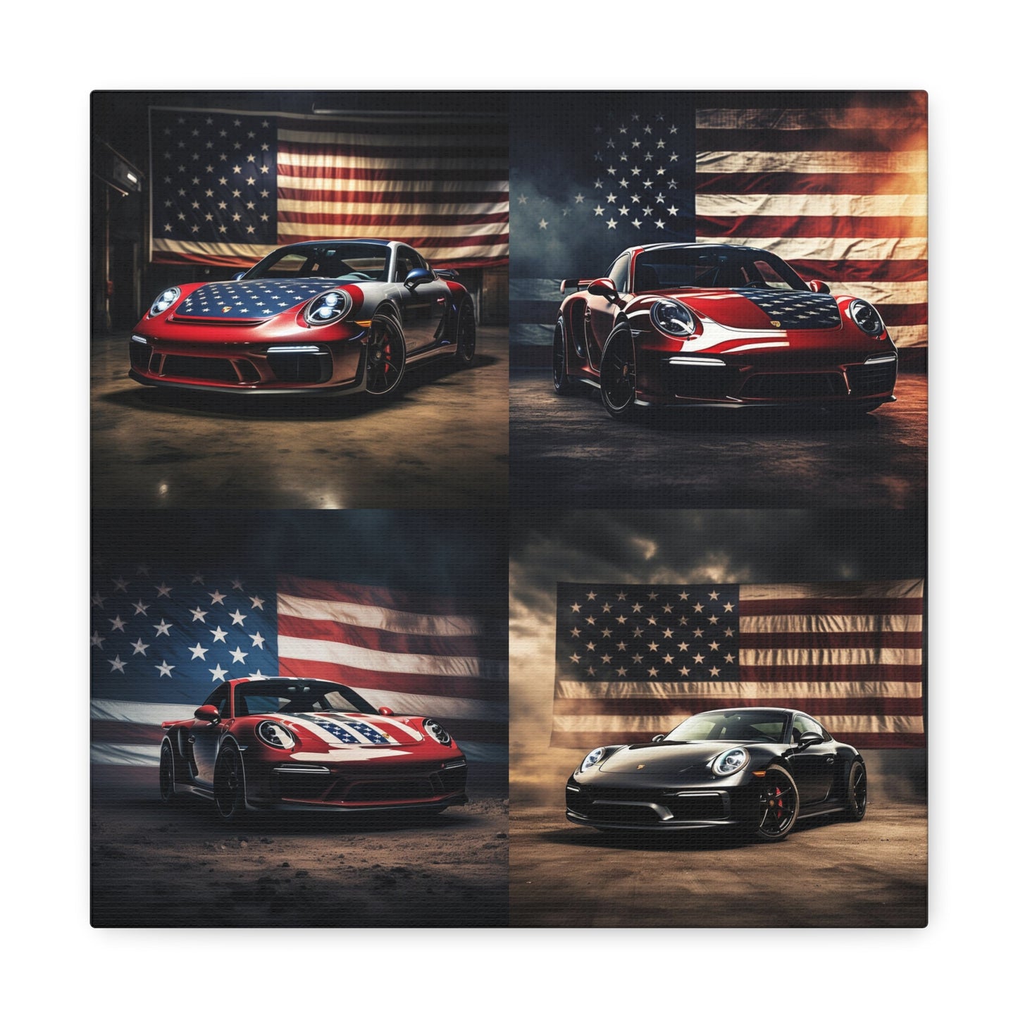 Canvas Gallery Wraps American Flag Background Porsche 5