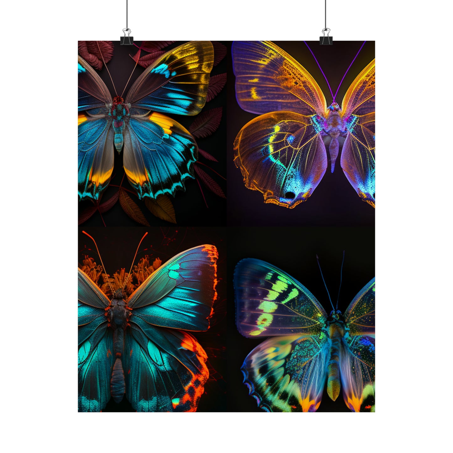 Premium Matte Vertical Posters Neon Butterfly Flair 5