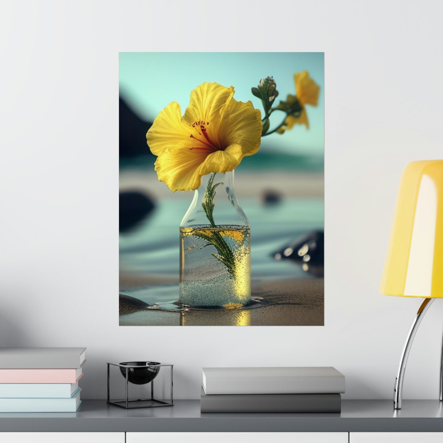 Premium Matte Vertical Posters Yellow Hibiscus glass 3