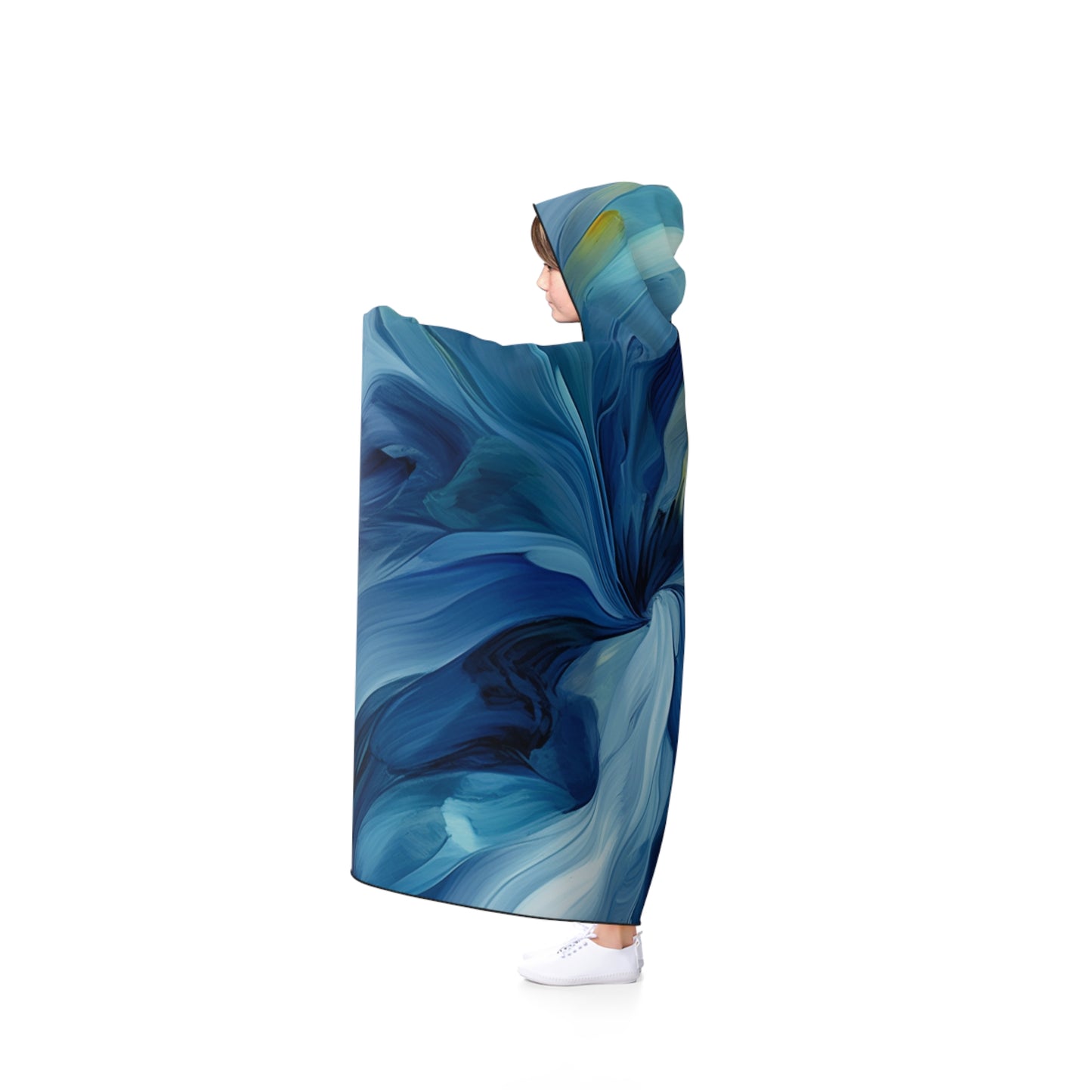 Hooded Blanket Blue Tluip Abstract 4