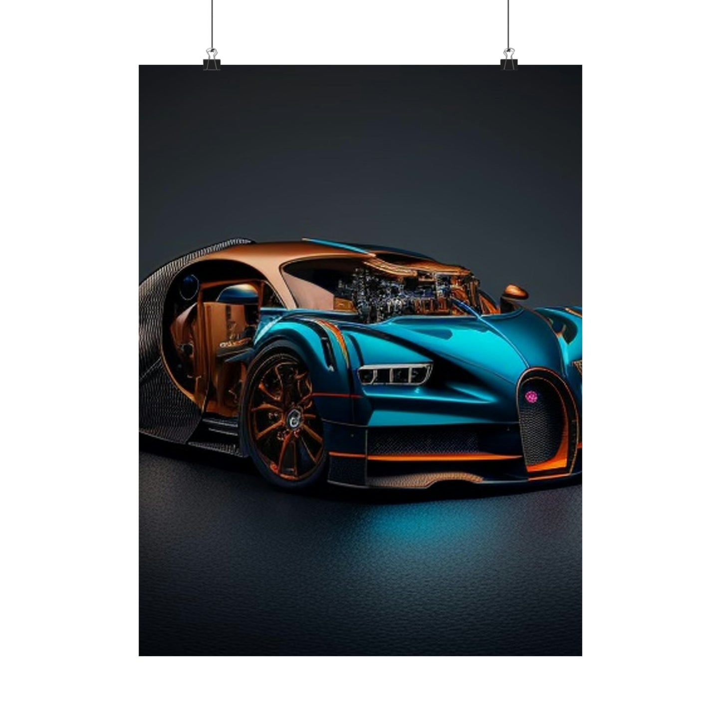 Premium Matte Vertical Posters Bugatti Blue 4