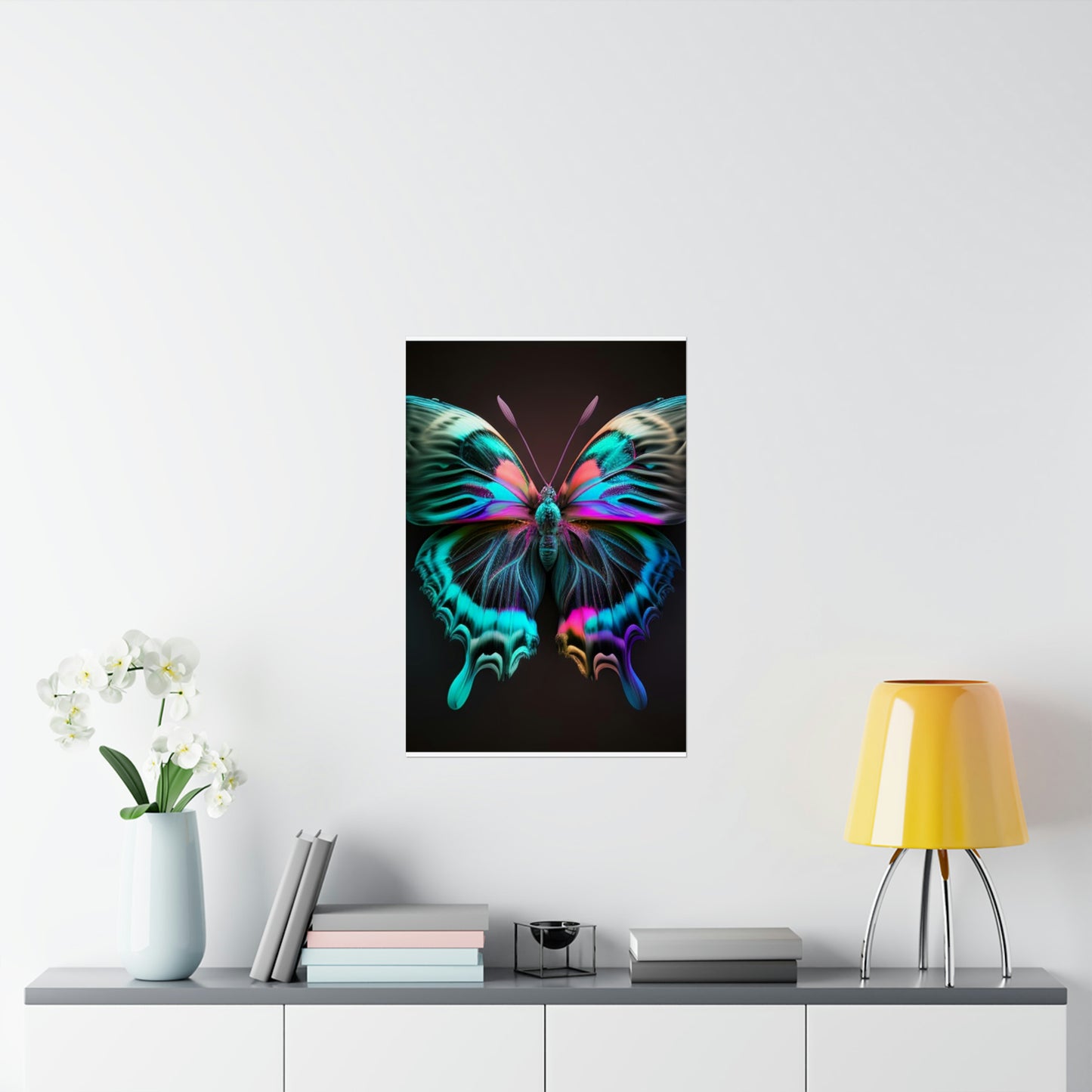 Premium Matte Vertical Posters Neon Butterfly Fusion 3