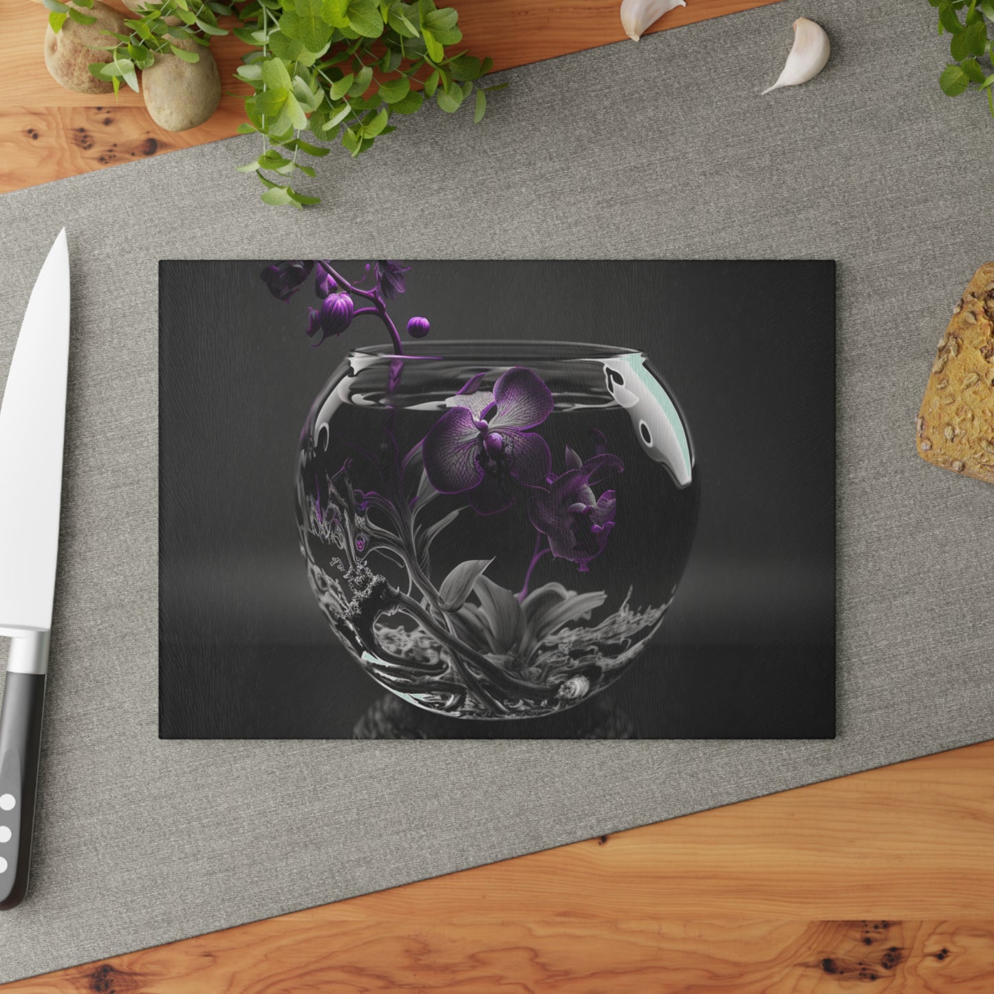 Glass Cutting Board Purple Orchid Glass vase 3