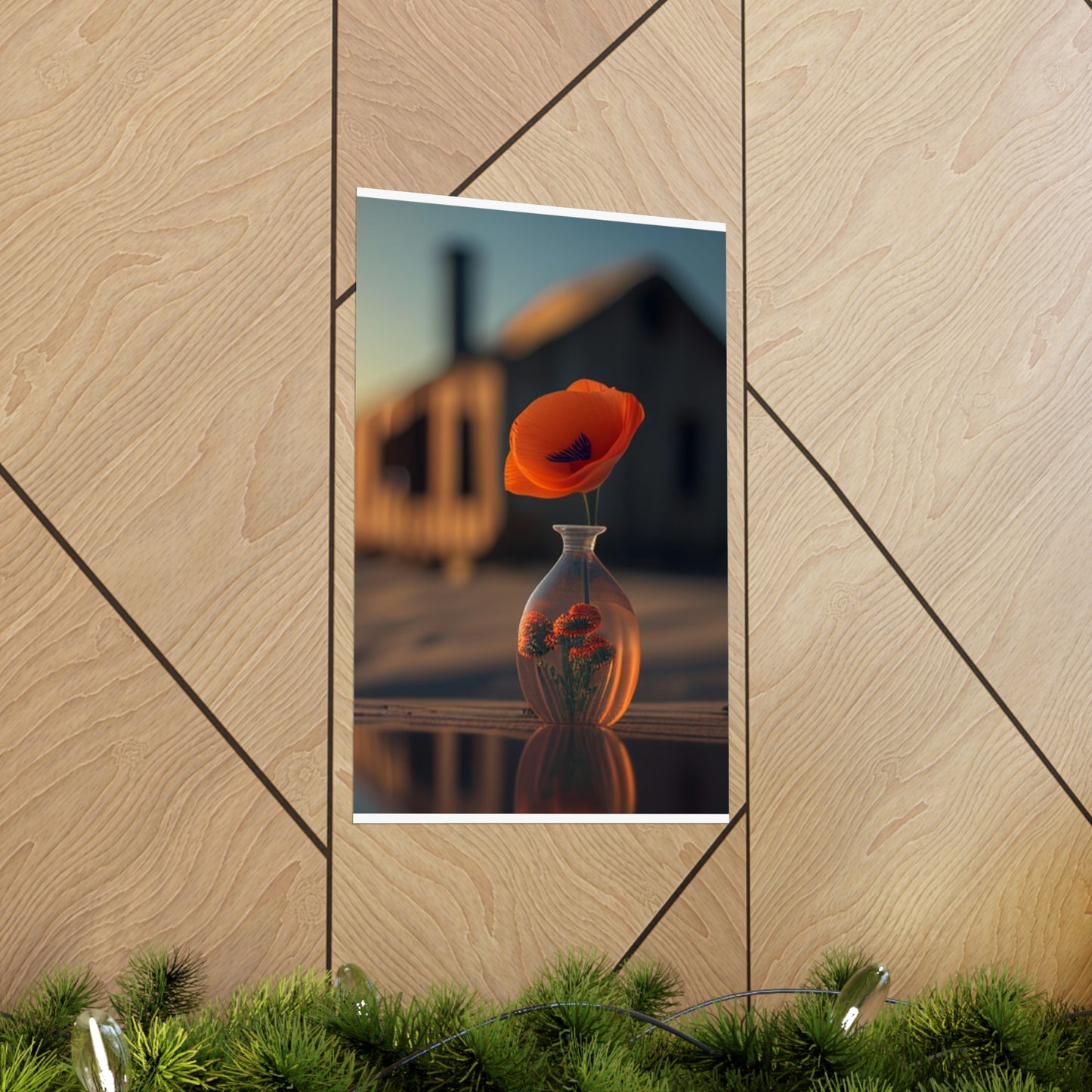 Premium Matte Vertical Posters Orange Poppy in a Vase 3