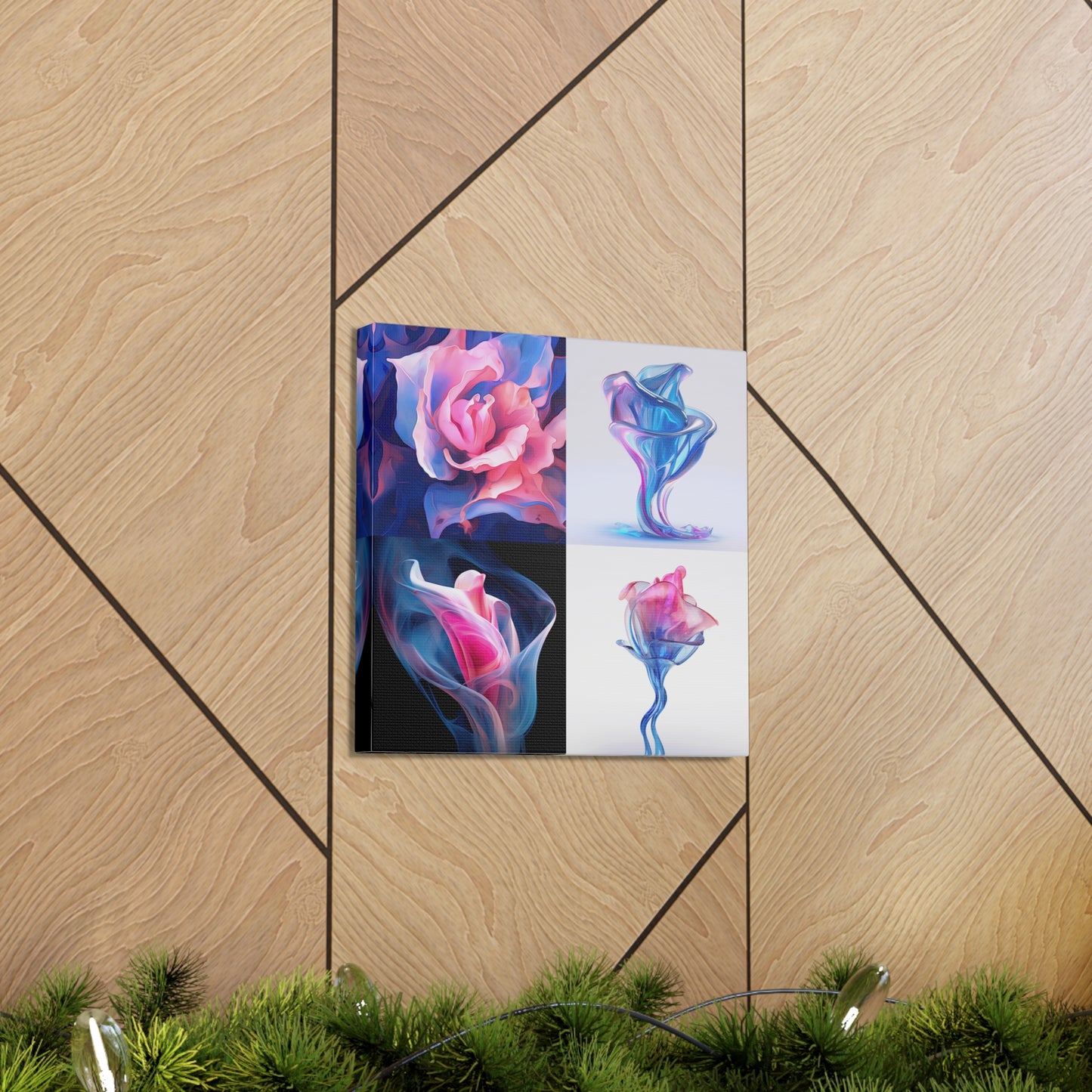 Canvas Gallery Wraps Pink & Blue Tulip Rose 5
