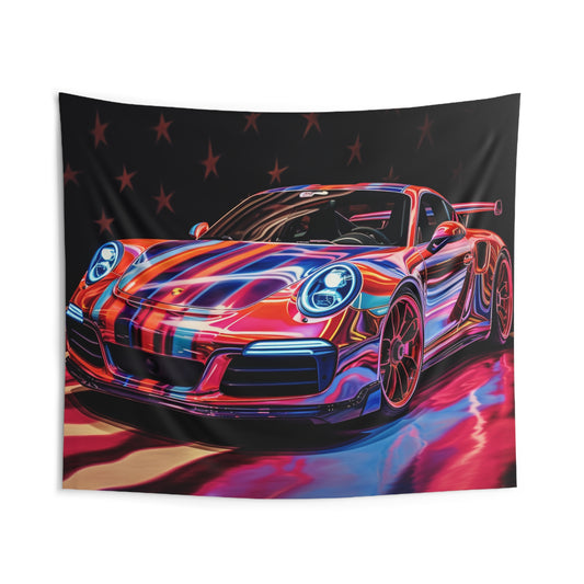 Indoor Wall Tapestries Macro American Flag Porsche 4