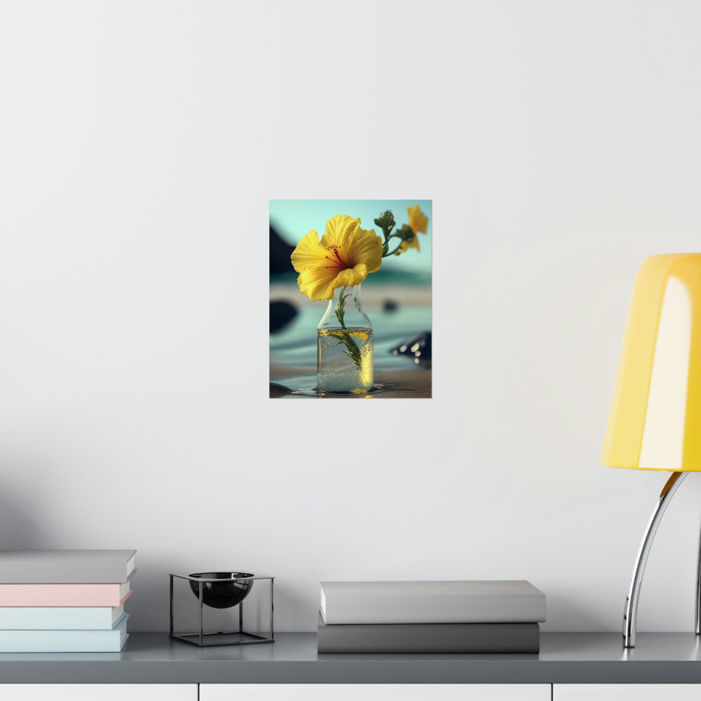 Premium Matte Vertical Posters Yellow Hibiscus glass 3