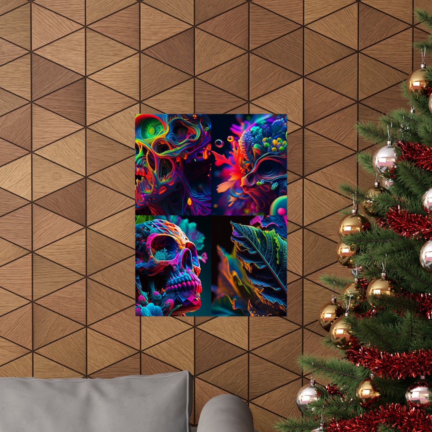 Premium Matte Vertical Posters Florescent Skull Death 5