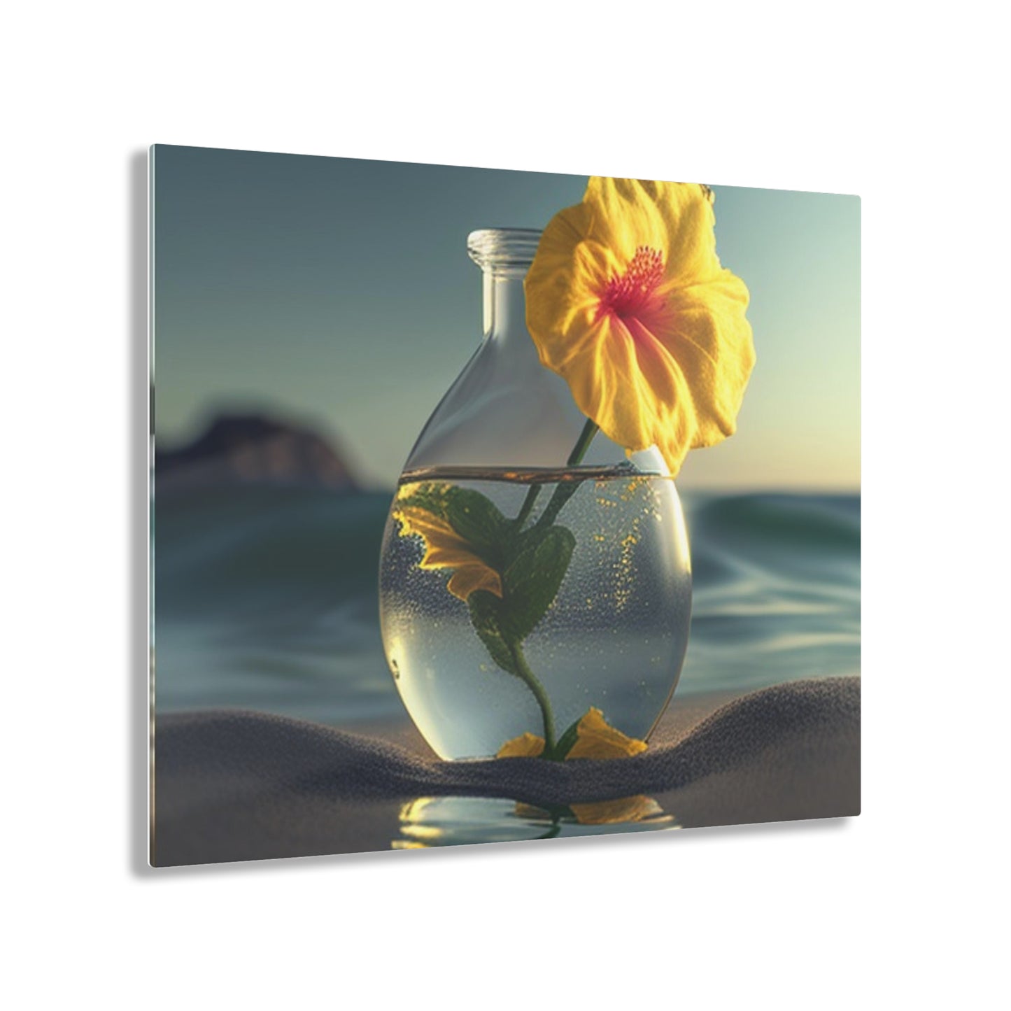 Acrylic Prints Yellow Hibiscus glass 2