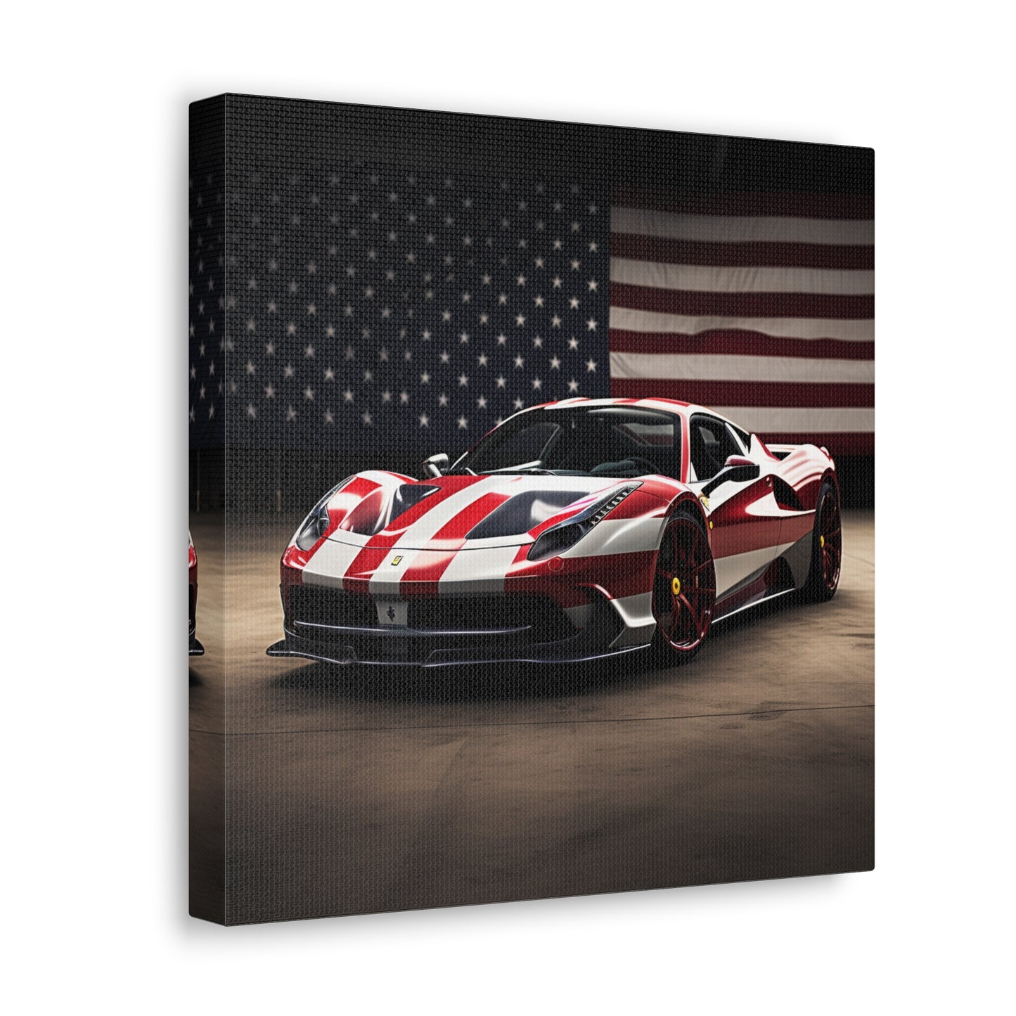 Canvas Gallery Wraps American Flag Background Ferrari 2