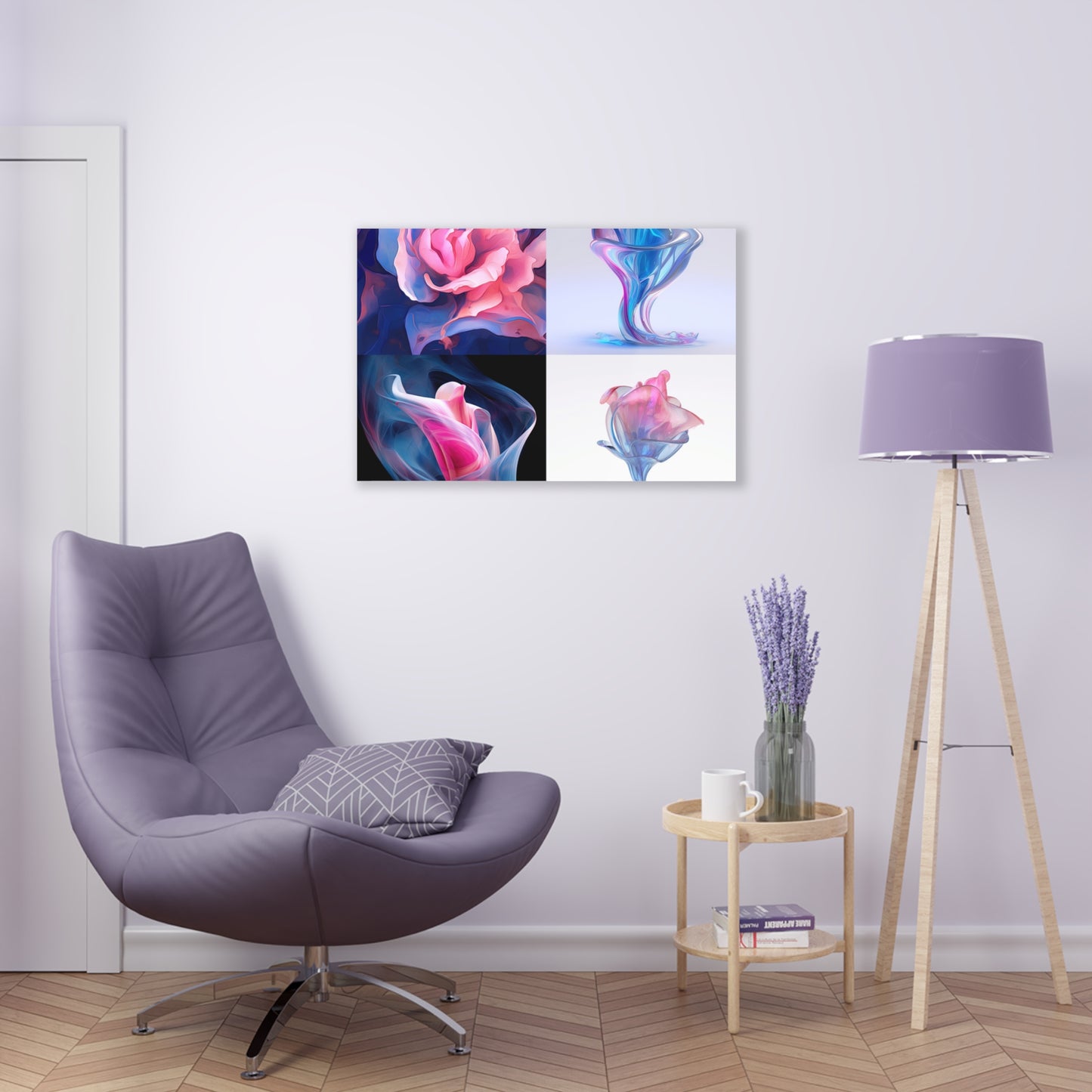 Acrylic Prints Pink & Blue Tulip Rose 5