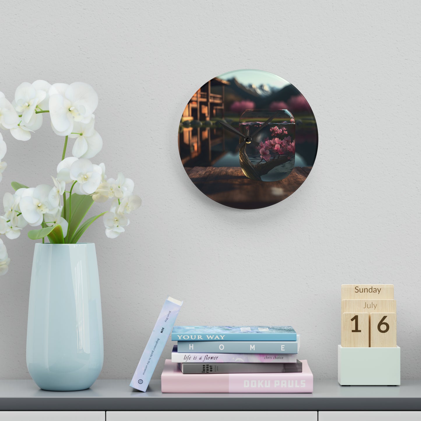 Acrylic Wall Clock Cherry Blossom 3