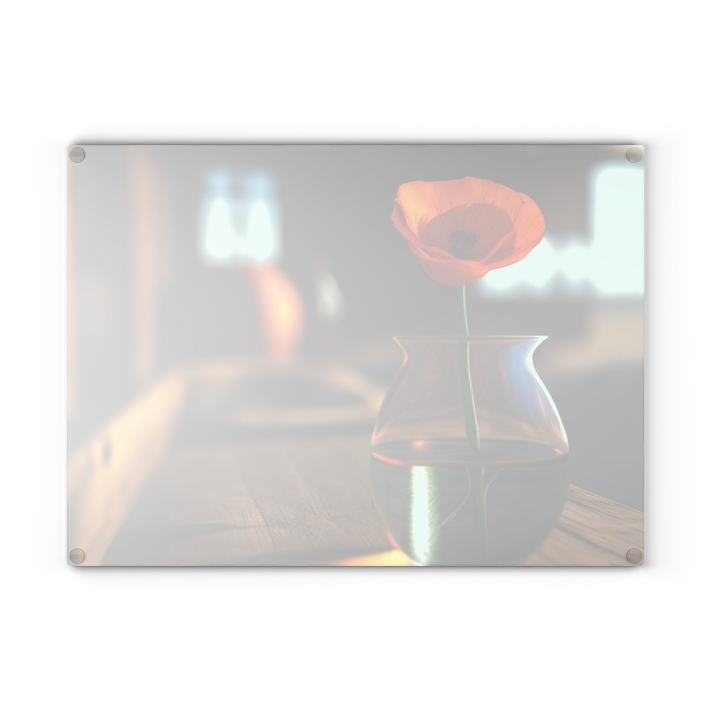 Glass Cutting Board Poppy in a Glass Vase 2