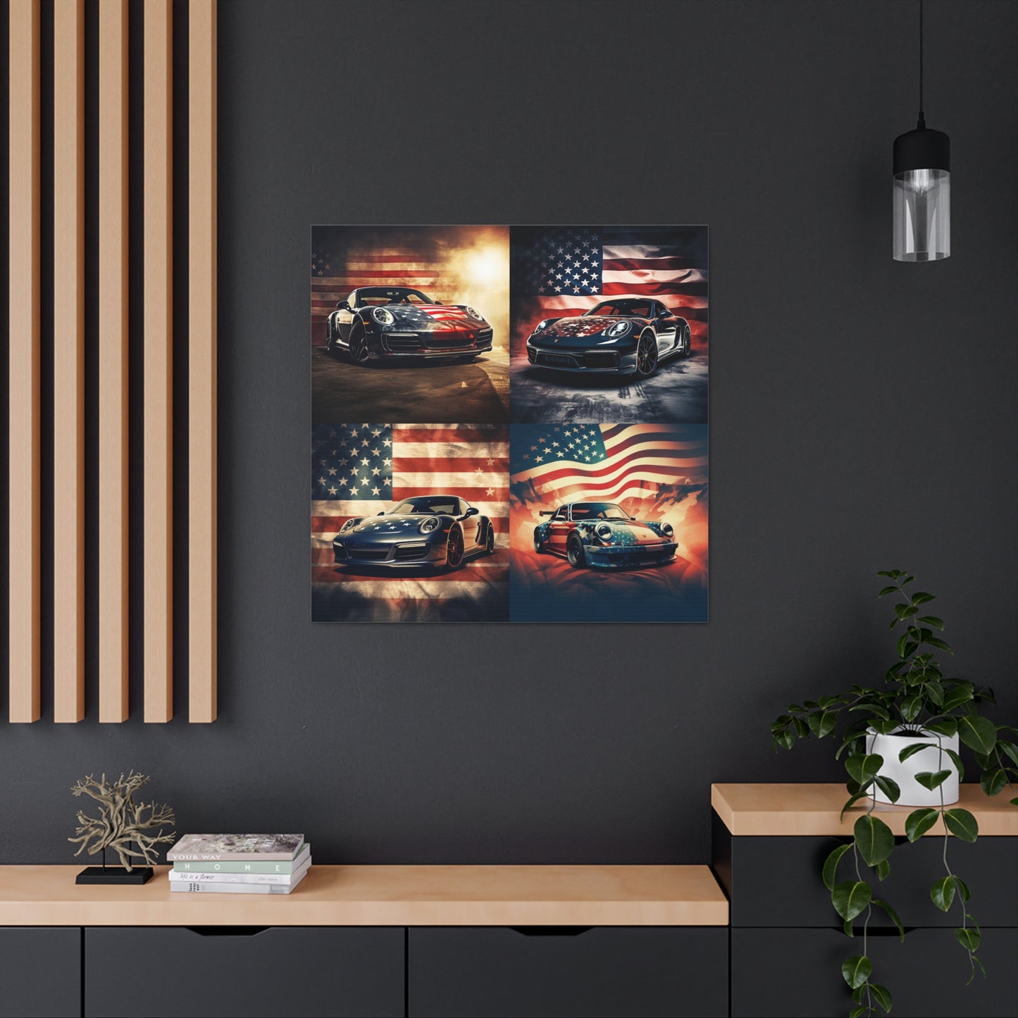 Canvas Gallery Wraps Abstract American Flag Background Porsche 5